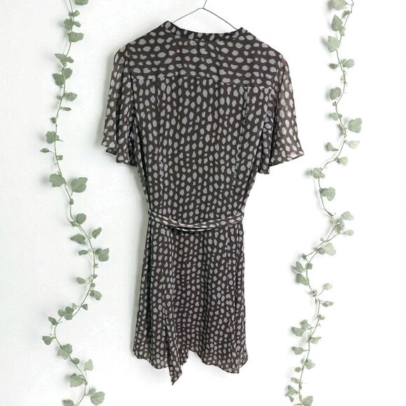 JBS Dress Women’s Size 12 Fit & Flare Midi Brown White Polka Dot Belted - Picture 3 of 5